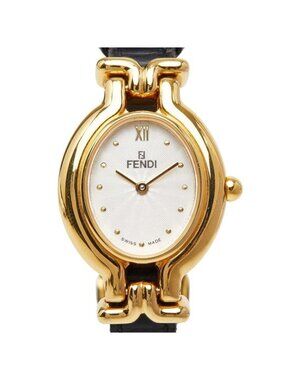 Fendi Orologi 2 Hand Watch White Gold Multi Stainless Steel Leather